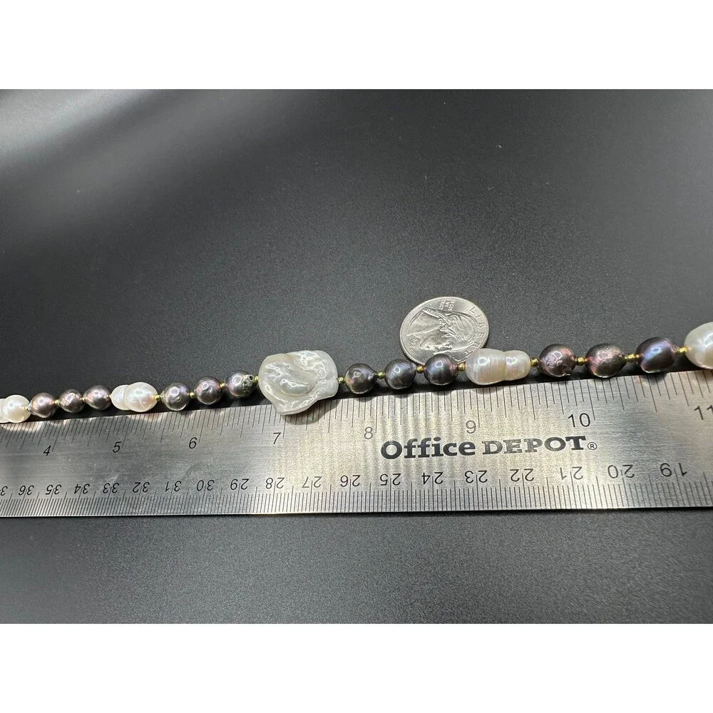 White and black mixed Edison pearl choker, 925 sterling silver gold plated